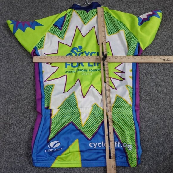 Voler Cycling Jersey Small Green Blue Full Zip Cycle for Life Double Sided CFF - Picture 4 of 6